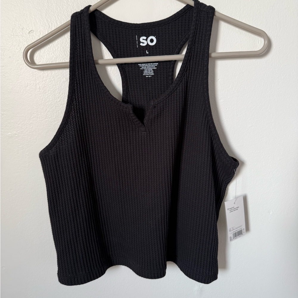 SO Black Ribbed Sleeveless Top